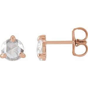 Ladies Rose-Cut Natural Diamond Stud Earrings (Vs/Si1, Ghi) — 14K Rose Gold