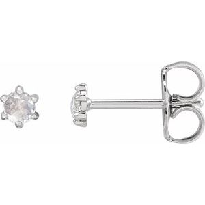Ladies Rose-Cut Natural Diamond Earrings — Platinum