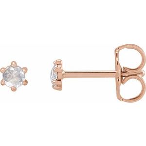 Ladies Rose-Cut Natural Diamond Earrings — 14K Rose Gold