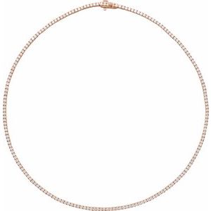 Ladies Natural Diamond Line Necklace (I1, G-H) — 14K Rose Gold