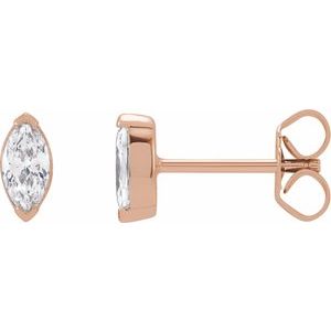 Ladies Natural Diamond Solitaire Bezel-Set Earrings (I1, G-H) — 14K Rose Gold