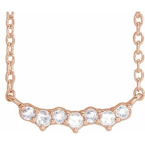 Ladies Rose-Cut Natural Diamond Scattered Necklace (VS1-SI1, GHI) — 14K Rose Gold