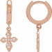 Ladies Natural Diamond Cross Hoop Earrings — 14K Rose Gold