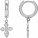 Ladies Natural Diamond Cross Hoop Earrings — Sterling Silver
