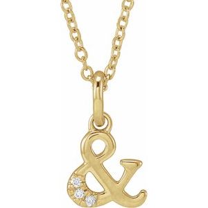 Ladies Natural Diamond Ampersand Necklace (I1, H+) — 14K Yellow Gold