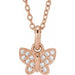 Ladies Natural Diamond Youth Butterfly Necklace (I1, H+) — 14K Rose Gold