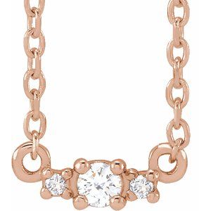 Ladies Natural Diamond Necklace (I1, G-H) — 14K Rose Gold