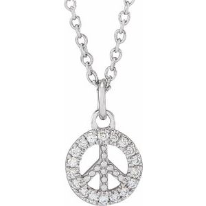 Ladies Natural Diamond Peace Necklace (I1, H+) — 14K White Gold