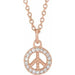 Ladies Natural Diamond Peace Necklace (I1, H+) — 14K Rose Gold