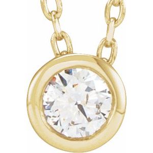 Ladies Natural Diamond Bezel-Set Necklace (I1, G-H) — 14K Yellow Gold