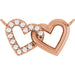 Ladies Natural Diamond Petite Double Interlocking Heart Necklace Center (I1, G-H) — 14K Rose Gold