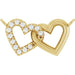 Ladies Natural Diamond Petite Double Interlocking Heart Necklace Center (I1, G-H) — 14K Yellow Gold