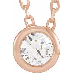 Ladies Natural Diamond Bezel-Set Necklace (I1, G-H) — 14K Rose Gold