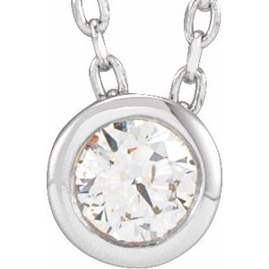 Ladies Natural Diamond Bezel-Set Necklace (I1, G-H) — 14K White Gold