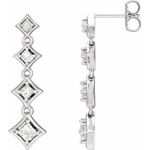 Ladies Natural Diamond Journey Earrings — 18K White Gold