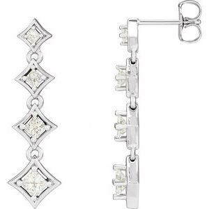 Ladies Natural Diamond Journey Earring — 18K White Gold
