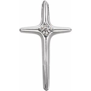 Ladies Natural Diamond Cross Pendant (Si1, G-H) — 14K White Gold