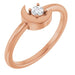 Ladies Natural Diamond Crescent Moon Ring (I1, G-H) — 14K Rose Gold