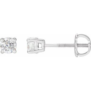 Ladies Natural Diamond Stud Earrings (I1, G-H) — 14K White Gold