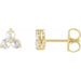 Ladies Natural Diamond Three-Stone Earrings — 14K Yellow Gold