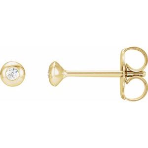 Ladies Natural Diamond Domed Bezel-Set Earrings — 14K Yellow Gold