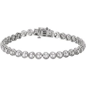 Ladies Natural Diamond Line Bracelet (I1, H+) — 14K White Gold