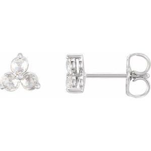 Ladies Natural Diamond Three-Stone Earrings — Sterling Silver
