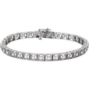 Ladies Natural Diamond Line Bracelet (I1, H+) — 14K White Gold