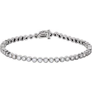 Ladies Natural Diamond Line 7 1/ Bracelet (I2, H+) — 14K White Gold