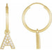 Ladies Natural Diamond Single Initial A Hoop Earring (I1, H+) — 14K Yellow Gold