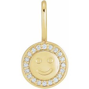 Ladies Natural Diamond Smiley Face Charm/Pendant (I1, G-H) — 14K Yellow Gold