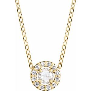 Ladies Rose-Cut Natural Diamond Halo-Style Necklace (Vs/Si1, I1, Ghi, G-H) — 14K Yellow Gold
