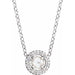 Ladies Rose-Cut Natural Diamond Halo-Style Necklace (Vs/Si1, Ghi) — 14K White Gold