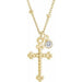 Ladies Natural Diamond Beaded Cross Necklace (I1, G-H) — 14K Yellow Gold