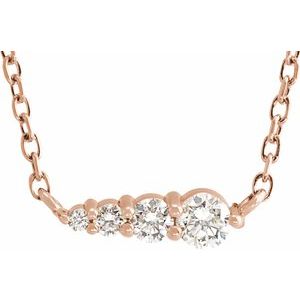 Ladies Natural Diamond Graduated Necklace (I1, G-H) — 14K Rose Gold