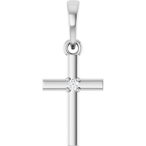 Ladies Natural Diamond Cross Pendant (Si2-Si3, G-H) — Platinum