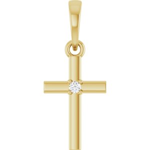 Ladies Natural Diamond Cross Pendant (I1, G-H) — 14K Yellow Gold