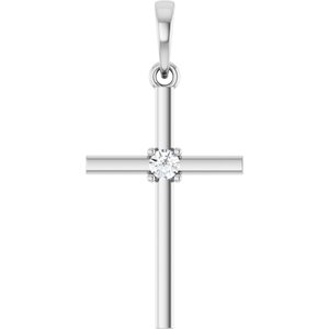 Ladies Natural Diamond Cross Pendant (I1, G-H) — Sterling Silver