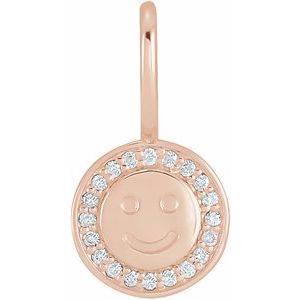 Ladies Natural Diamond Smiley Face Charm/Pendant (I1, G-H) — 14K Rose Gold