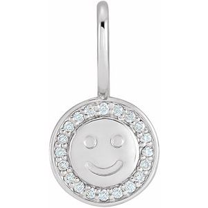Ladies Natural Diamond Smiley Face Charm/Pendant (Si2-Si3, G-H) — Platinum