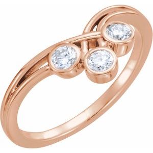 Ladies Natural Diamond Three-Stone Ring (I1, G-H) — 14K Rose Gold
