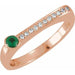 Ladies Natural Emerald Natural Diamond Stackable Ring (I1, G-H) — 14K Rose Gold