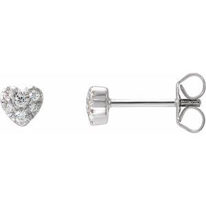 Ladies Natural Diamond Heart Earrings (I1, H+) — Sterling Silver