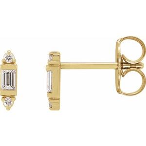 Ladies Natural Diamond Earrings — 14K Yellow Gold