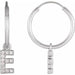Ladies Natural Diamond Single Initial E Hoop Earring (I1, H+) — 14K White Gold