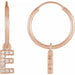 Ladies Natural Diamond Single Initial E Hoop Earring (I1, H+) — 14K Rose Gold