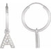 Ladies Natural Diamond Single Initial A Hoop Earring (I1, H+) — 14K White Gold