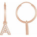 Ladies Natural Diamond Single Initial A Hoop Earring (I1, H+) — 14K Rose Gold