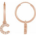 Ladies Natural Diamond Single Initial C Hoop Earring (I1, H+) — 14K Rose Gold