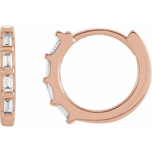 Ladies Natural Diamond Huggie Earrings (I1, H+) — 14K Rose Gold